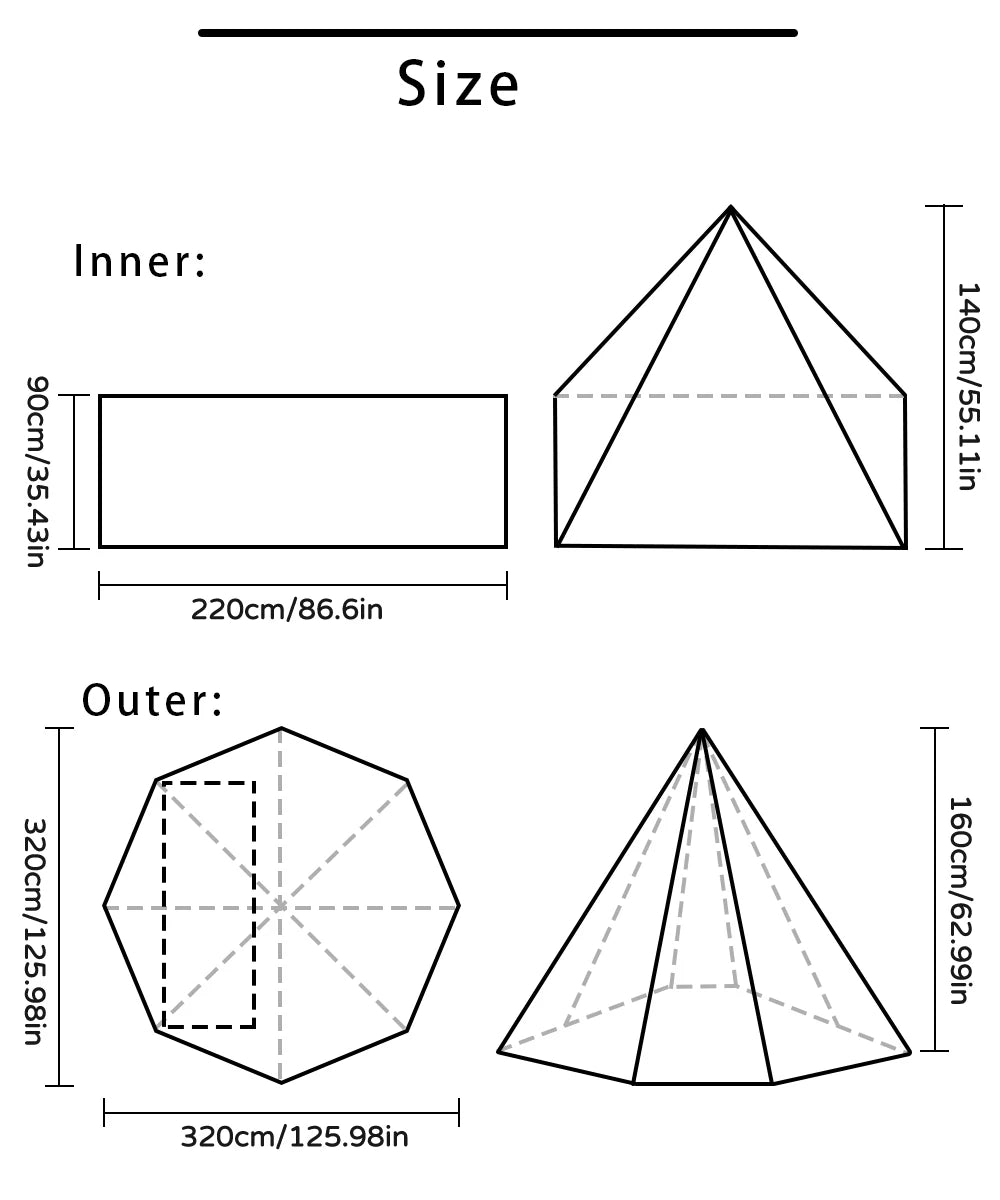 Hot Tent With Chimney Window Ultralight Double Layer Tipi Teepee 1 Person