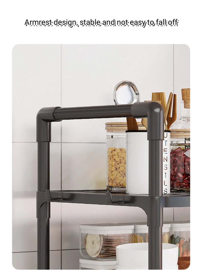 1pc Microwave Oven Storage Rack, Space-saving Countertop Kitchen Utensils Tableware Organizer, Kitchen Accessories Plastic Shelf