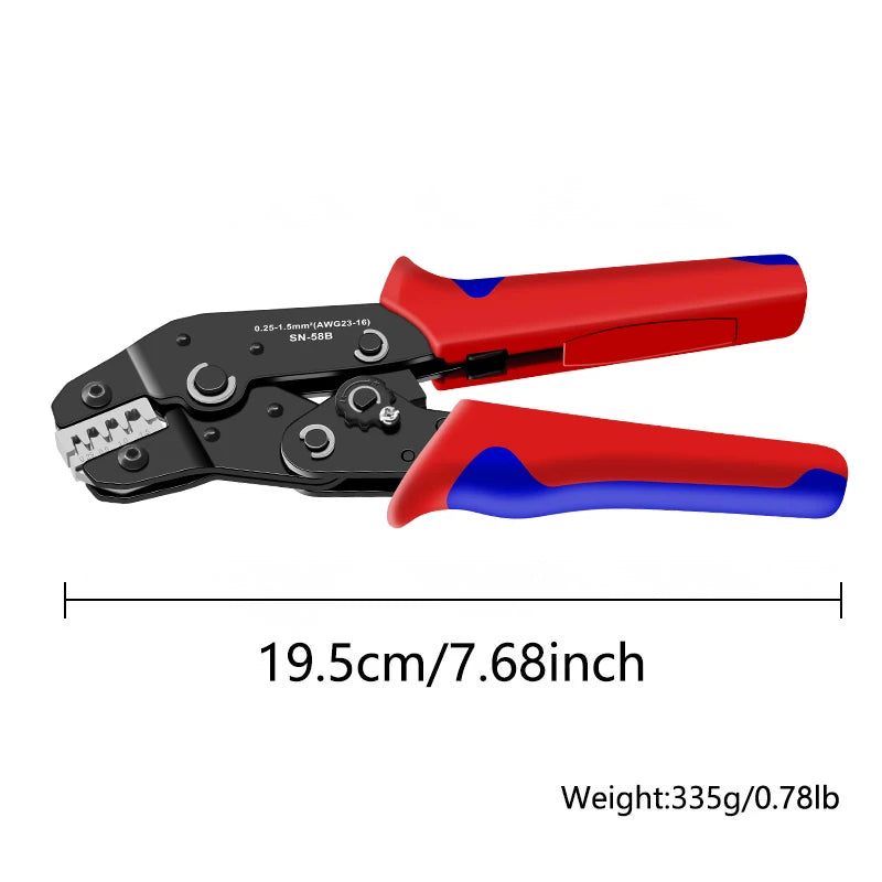 SN-58B 0.25-1.5MM², AWG24-16 Non-insulated Crimper for Dupont Jumper Wire EPS PCIE SATA PINS MOLEX JST Terminals Crimping Plier
