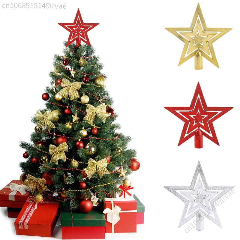 Christmas Tree Topper Star Pentagram Plated Plastic/Metallic Finish Ornament