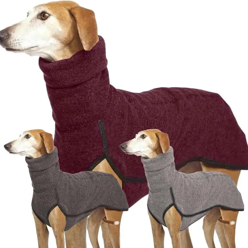 Winter Whippet Vest Turtleneck Soft Fleece Coat for Medium & Large Dogs