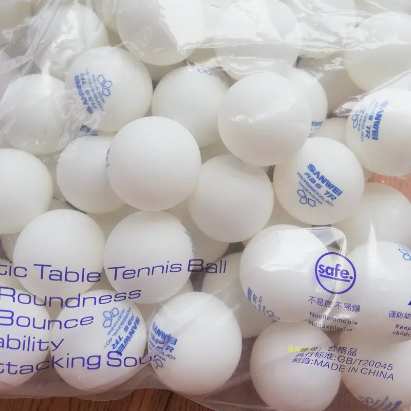 SANWEI 50/100pcs 3 Star TR Table Tennis Balls White ABS New Material with Seamed 40+ Professional Ping Pong Balls for Training