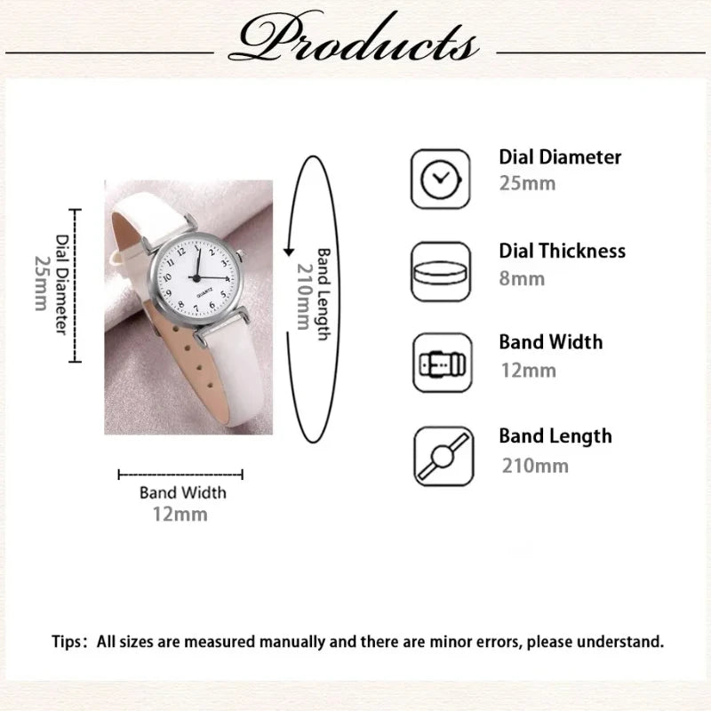 Women’s Fashion Quartz Watch with Small Dial – Elegant Leather Strap Casual Timepiece