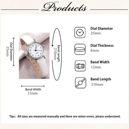 Women’s Fashion Quartz Watch with Small Dial – Elegant Leather Strap Casual Timepiece