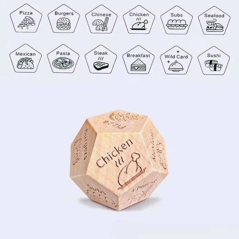 Wooden Dice for Couples, Food Decision Dice Game Gift Idea