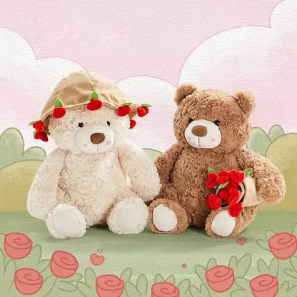 Teddy Bear Plush With Roses Soft Stuffed Bear Gift