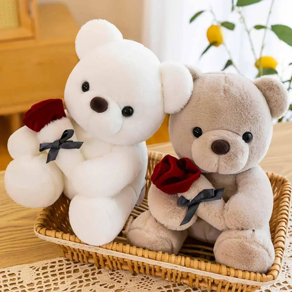 25cm Kawaii for Valentines Day Gift Teddy Bears Stuffed Animal Rose Bear Doll Valentine's Day Gift for Girlfriend
