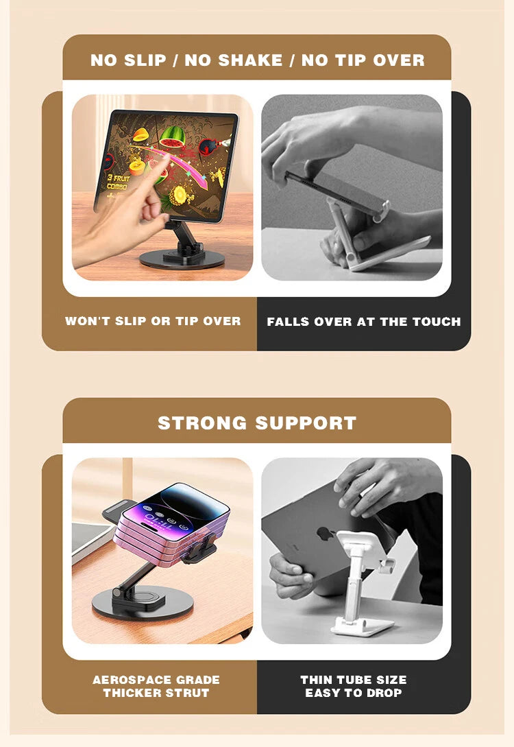 360 Degrees Rotable Metal Desk Mobile Phone Holder Stand For iPhone Xiaomi iPad Adjustable Desktop Tablet Table Cell Phone Stand