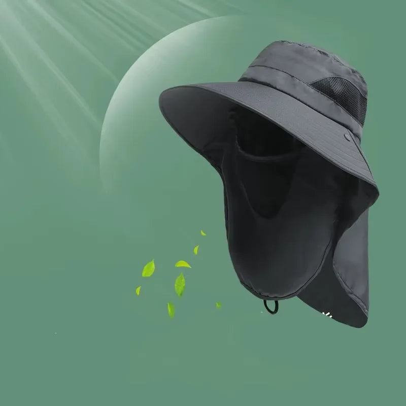 Summer Sun Hats UV Protection Outdoor Hunting Fishing Cap For Men Women Hiking Camping Visor Bucket Hat Neck Flap Fisherman Hat