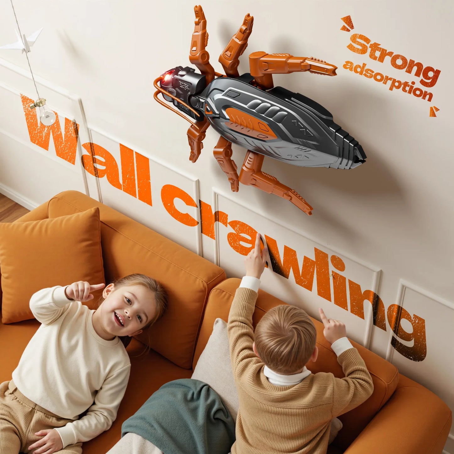 Wall Climbing RC Gecko Toy, Rechargeable Remote Control Lizard with LED Eyes, Dual Mode for Floor & Wall, Gift for Kids Boys 3+