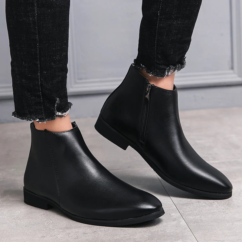 Riding Ankle Boots for Men Zip Closure PU Lining PU Insole