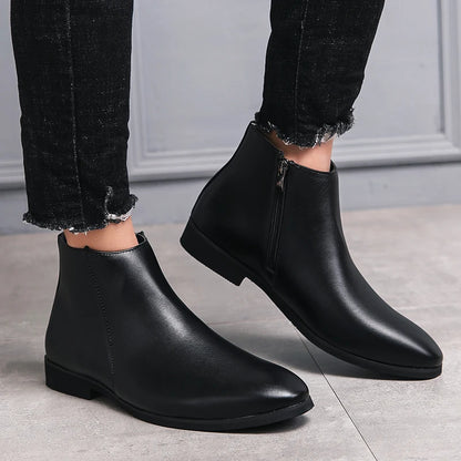 Riding Ankle Boots for Men Zip Closure PU Lining PU Insole