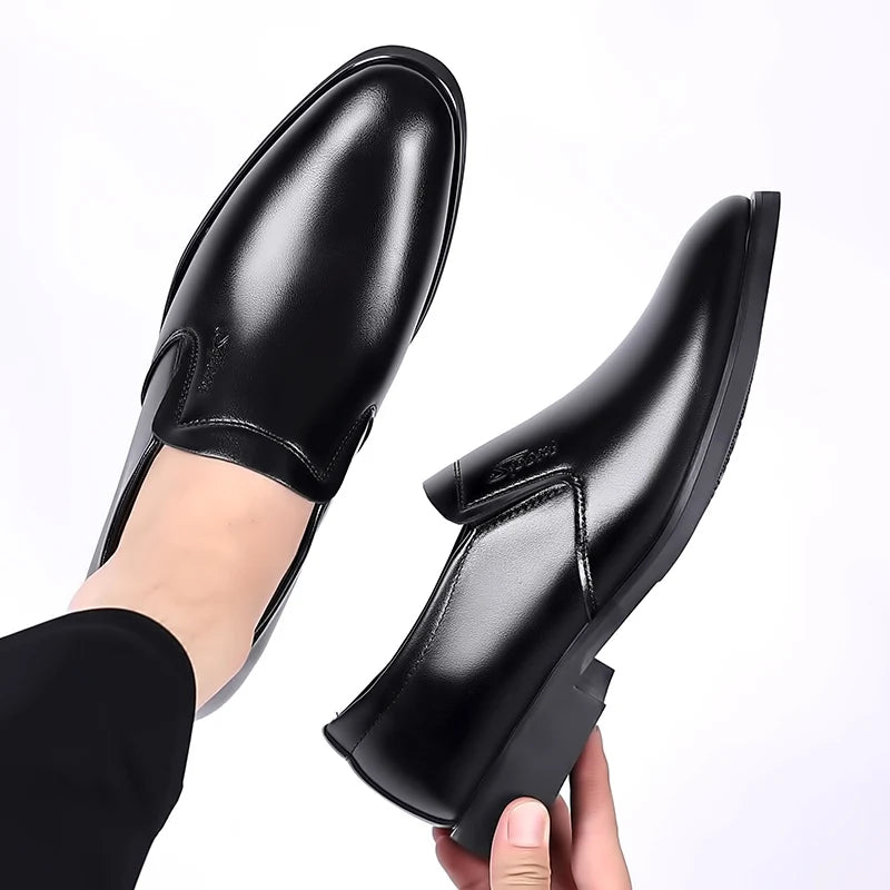 Men's Leather Slip On Formal Shoes Black For Office Use