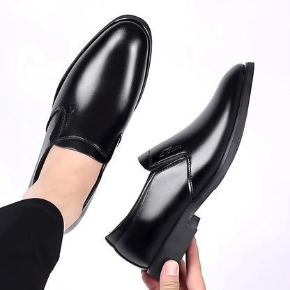 Men's Leather Slip On Formal Shoes Black For Office Use