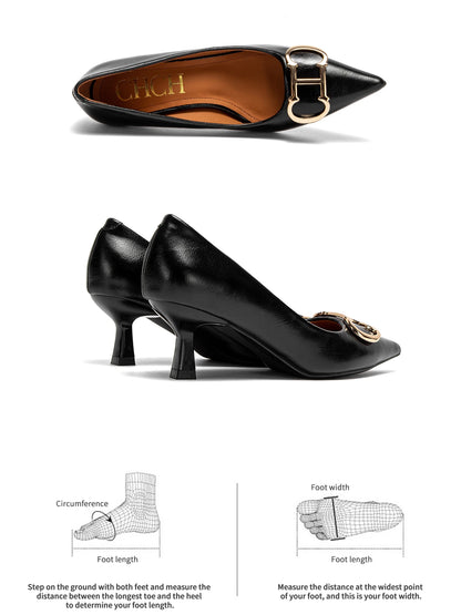 4cm Black PU Slingback Pumps For Women Pointed Toe Platform