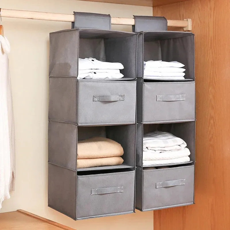 1/3/4/5 Wardrobe cotton and linen storage bag hanging bag hanging bag clothes storage multi-layer storage bag drawer hanging bag