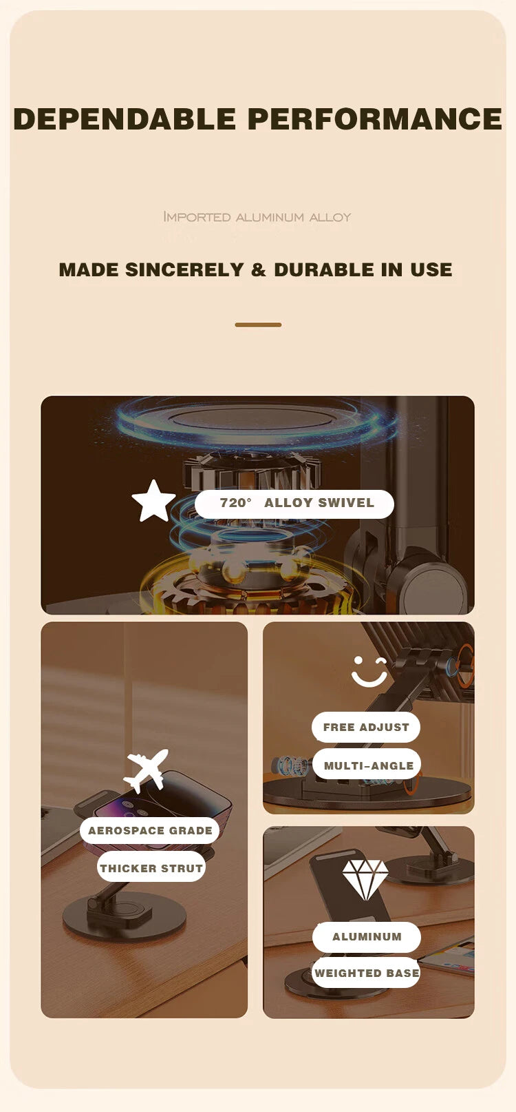 360 Degrees Rotable Metal Desk Mobile Phone Holder Stand For iPhone Xiaomi iPad Adjustable Desktop Tablet Table Cell Phone Stand