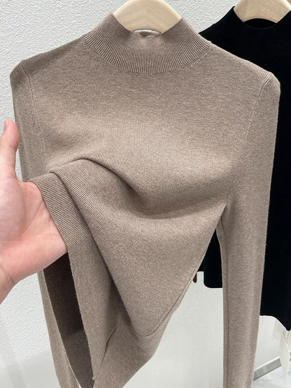 Women Turtleneck Knit Sweater Slim Fit Solid Color