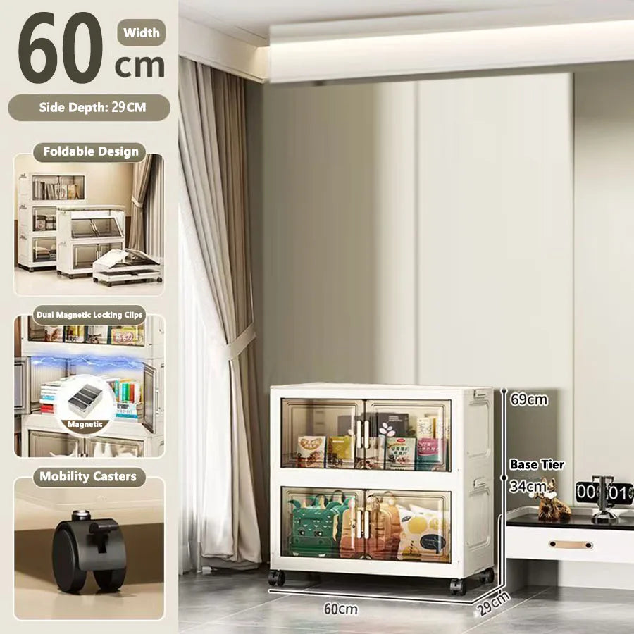 Storage Cabinet Folding Storage Box Home Living Room Toy Cabinet Storage Rack Snack Cabinet Installation-Free Kitchen Storage Cabinet Folding Storage Cabinet Organizer