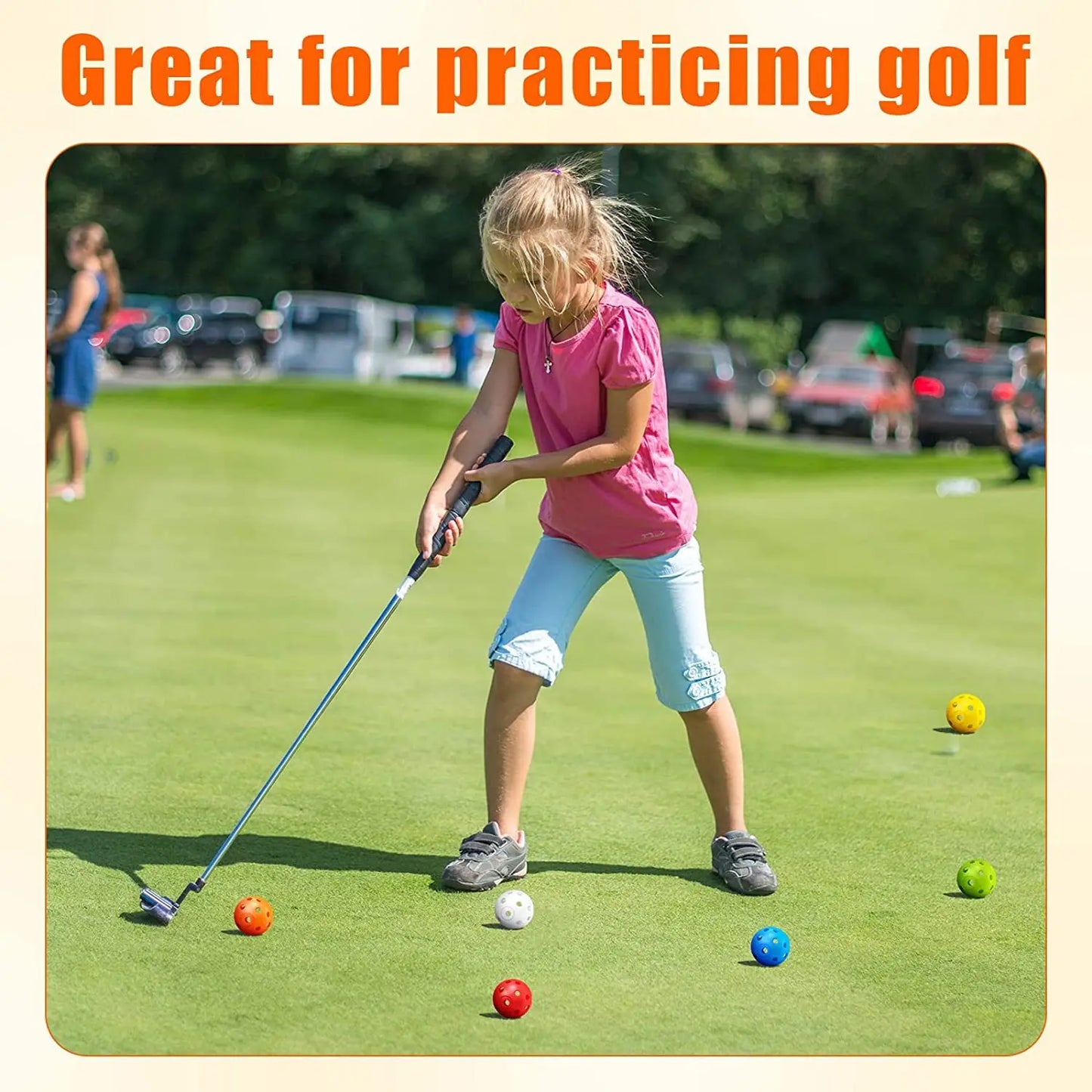 50pcs Golf Practice Ball 42mm 26 Hole Indoor Plastic Golf Ball PE Material Children's Hole Toy Ball JQ58962