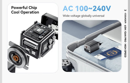 65W GaN USB C Charger With Retractable Cable PD Fast Charging