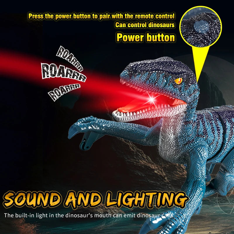 2.4GHz Remote Control Dinosaur Robot Walking And Roaring Mini Dinosaur Light And Sound Ideal Children's Birthday Christmas Gift