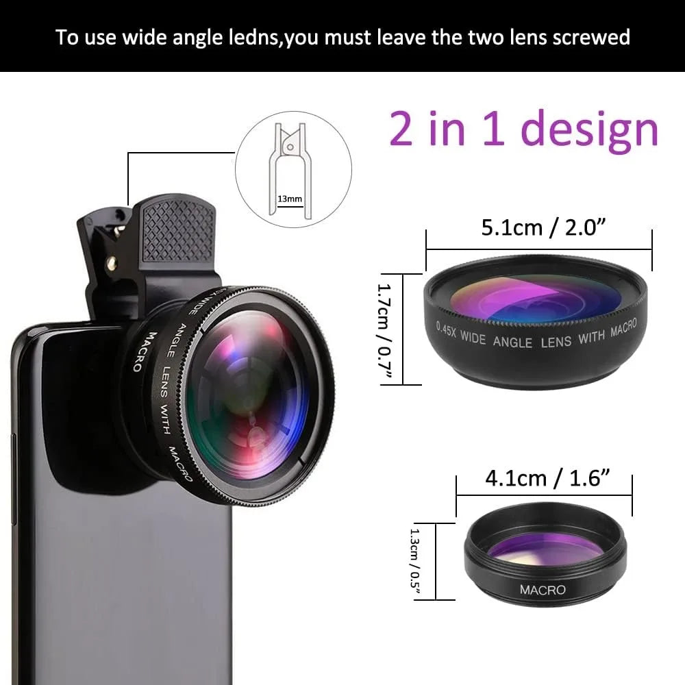 2-in-1 Universal Clip Mobile Lens – 37mm Super Wide-Angle & Macro HD Lens