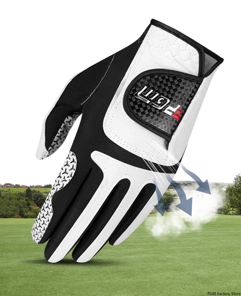 PGM Professional Golf Gloves Microfiber Cloth Fabric Breathable Non-Slip Club Swing Putting Training Glove ST037