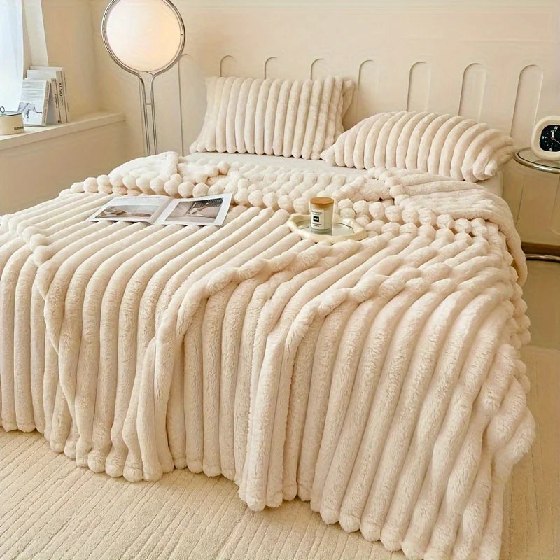 Luxurious Faux Rabbit Fur Throw Blanket – Soft & Cozy for Couch, Bed, Office, Travel, Perfect All-Season Gift