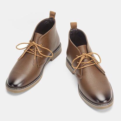 Desert Boots Ankle Boots For Men Leather Lace Up Low Heel