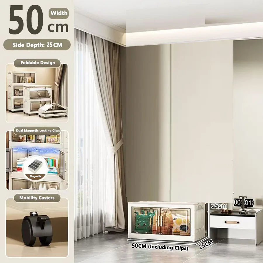 Storage Cabinet Folding Storage Box Home Living Room Toy Cabinet Storage Rack Snack Cabinet Installation-Free Kitchen Storage Cabinet Folding Storage Cabinet Organizer