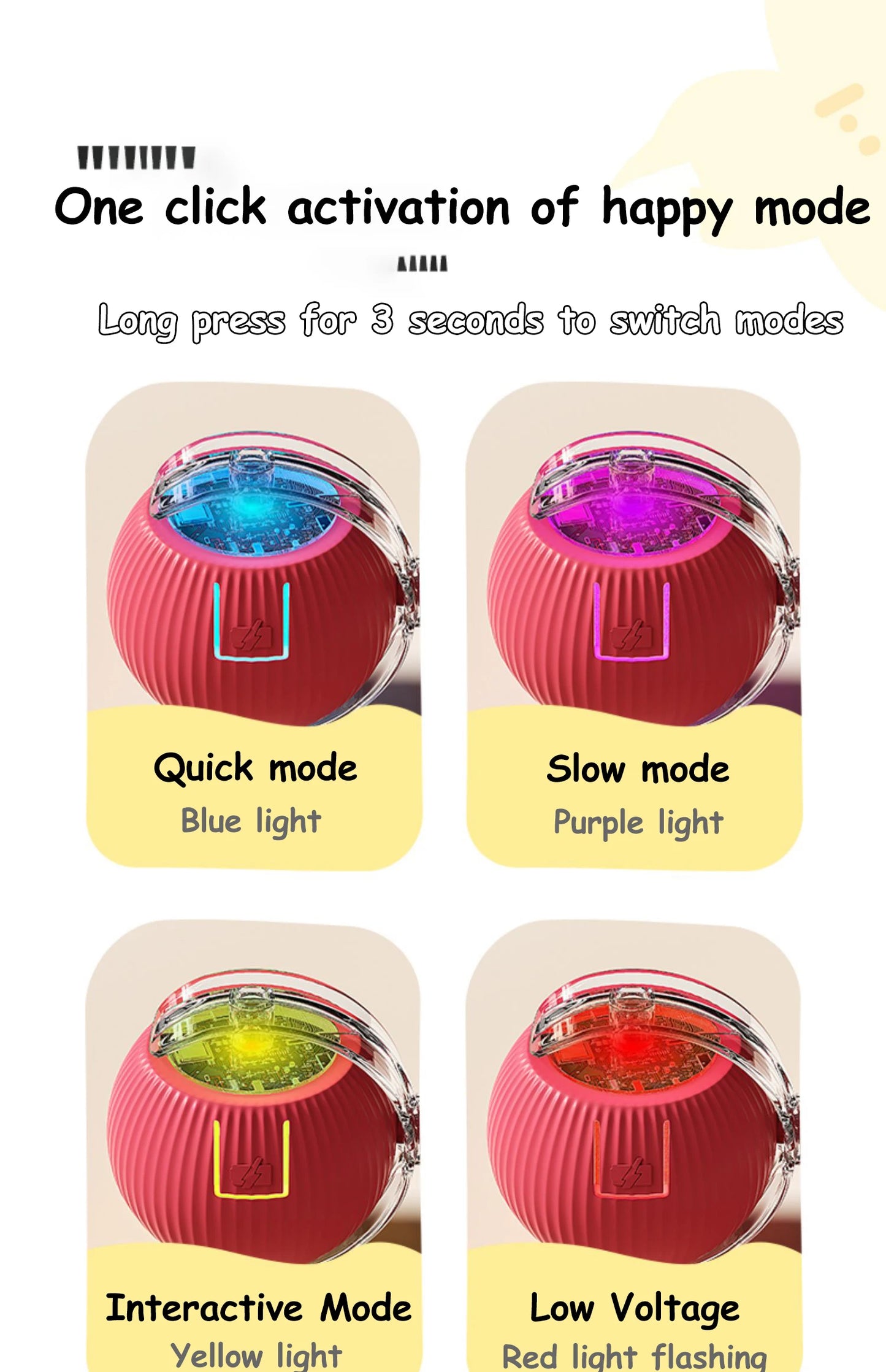 Interactive Smart Rolling Ball Toy for Cats & Dogs, Rechargeable Automatic Pet Play Toy