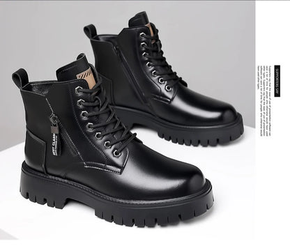 Winter Waterproof Genuine Leather Lace Up Ankle Boots For Men Outdoor
