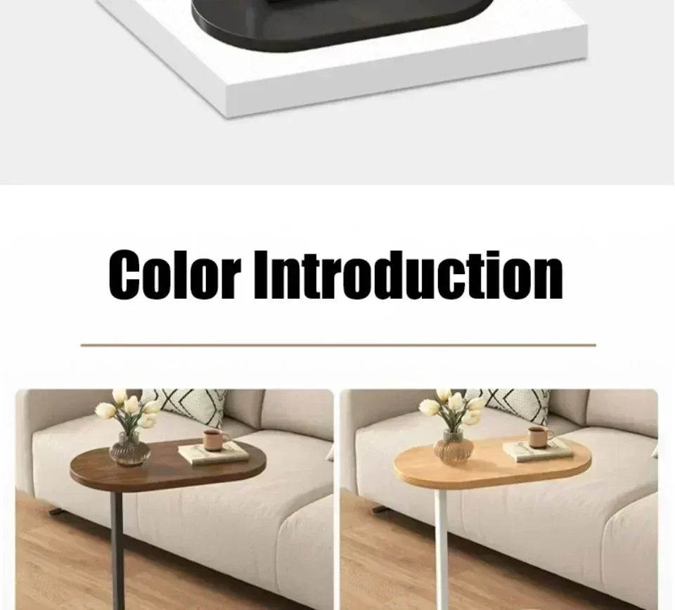 Modern Light Luxury Compact Coffee Table – C-shaped Portable Side Table for Living Room Sofa
