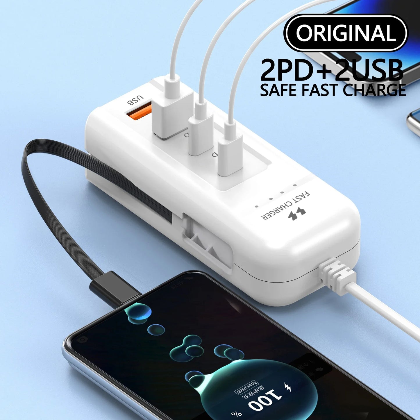 USB-C PD Travel Wall Charger, Multiport USB Charger With EU US Plug