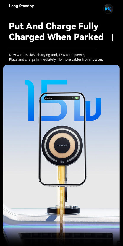 Magnetic Wireless Car Charger Holder 15W For MagSafe iPhone 15 14 13 Pro Max