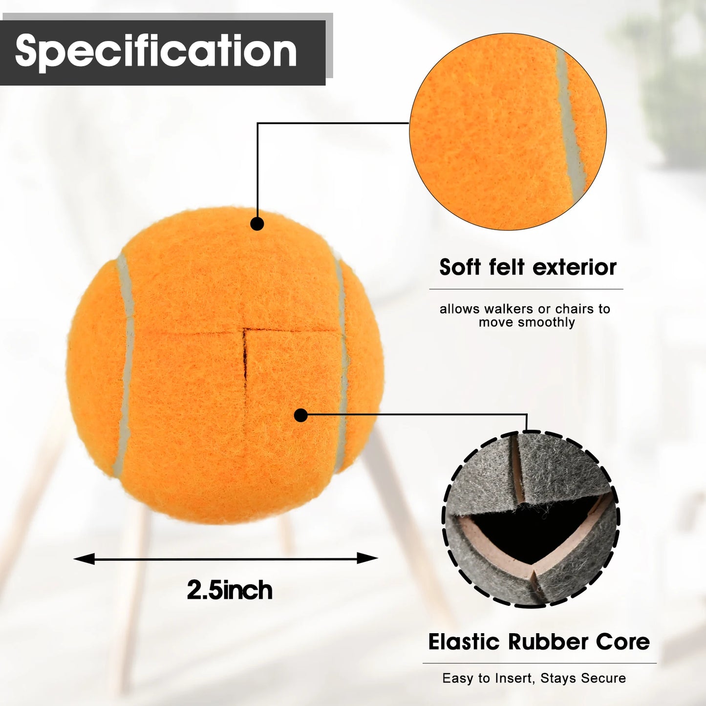 Pre-Cut Tennis Balls For Walker Fits Most Walkers and Chairs, Stay Secure Walker Tennis Balls for Reducing Noise, 4Pcs, 8Pcs