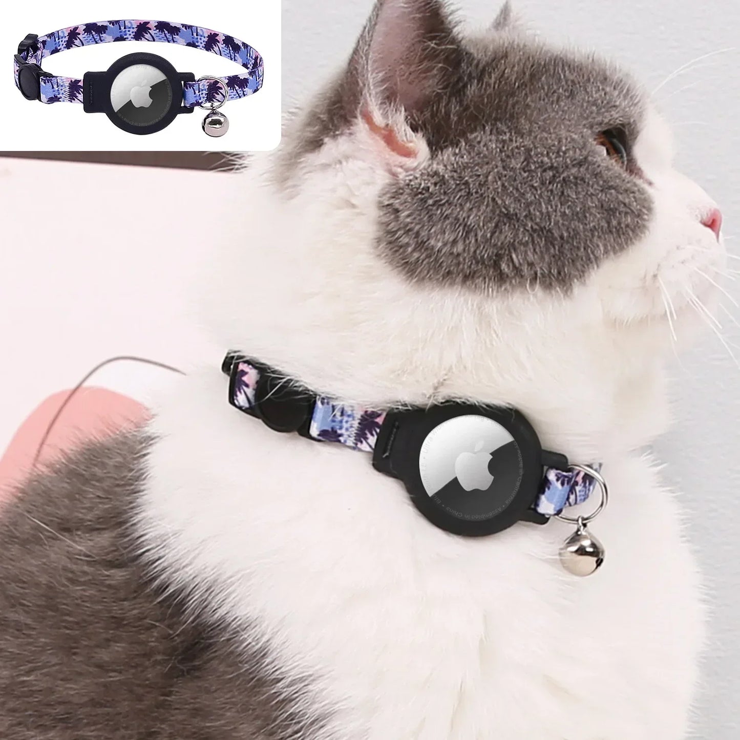 Pink Nylon Cat Collar With Bell For Tracking Device
