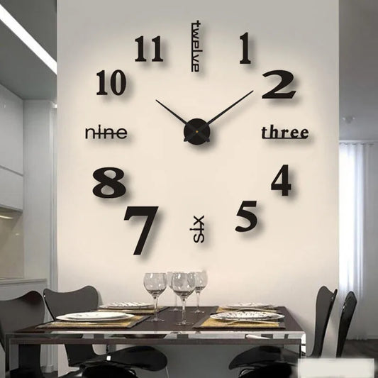Modern 3D Wall Clock – Soundless, 90–120cm, Home & Office Decor