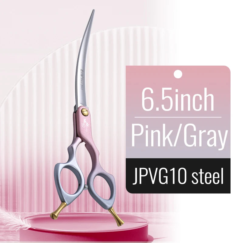 Premium Dog Grooming Curved Scissors – Alloy Handle, 440C Stainless Steel, Professional Pet Shears