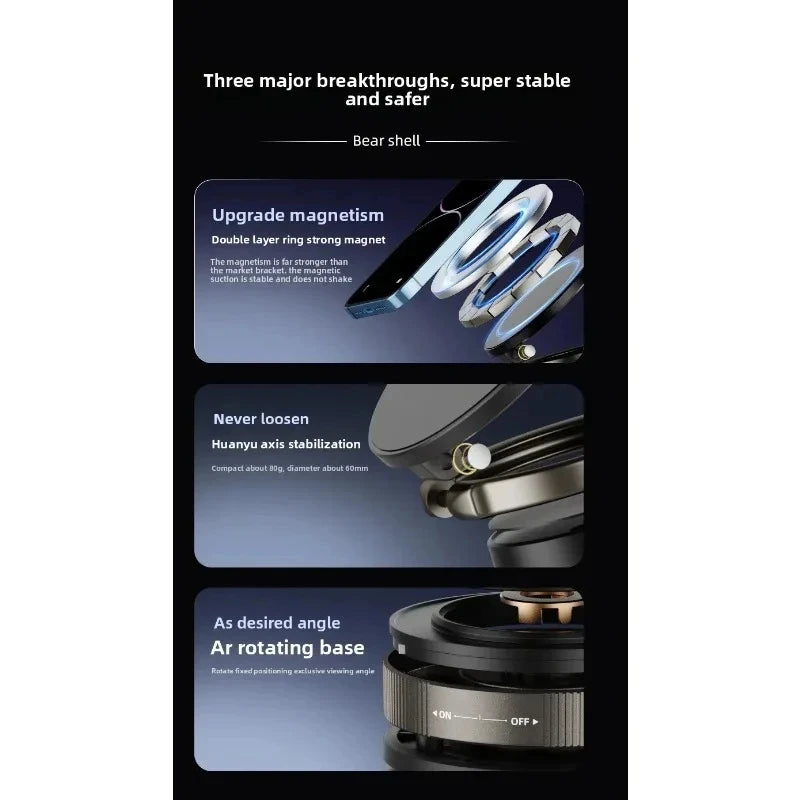 Magnetic Phone Holder for car, 360° Rotatable, Foldable & Adjustable Magnetic Car Mount, , Compatible with iPhone & Other Phones
