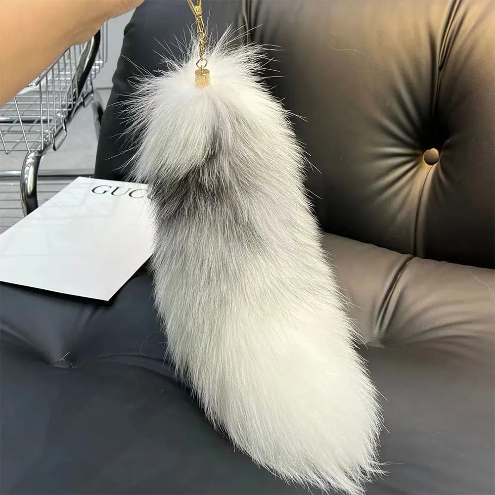 Fluffy Faux Fur Fox Tail Keychain for Bags & Keys