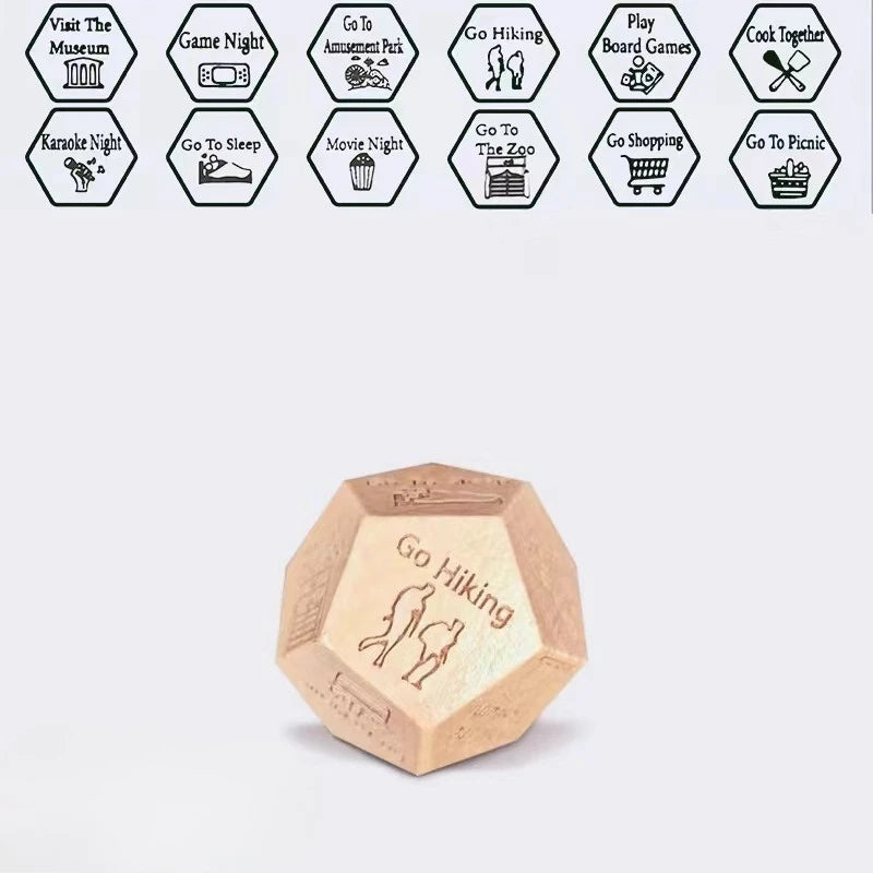Wooden Dice for Couples, Food Decision Dice Game Gift Idea