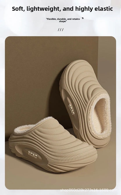 Waterproof Indoor Slippers For Men EVA Sole Fleece Lined Non Slip Winter