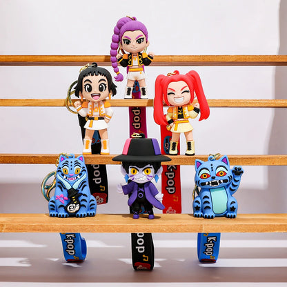 Tiger Keychain Gold Color, Silicone And Zinc Alloy, Lobster Clasp