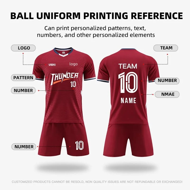 Adult Kid Football Jersey Men Customize Soccer Uniform Sports Shirt Women Futsal Sportswear Child Team Training Tracksuit Outfit