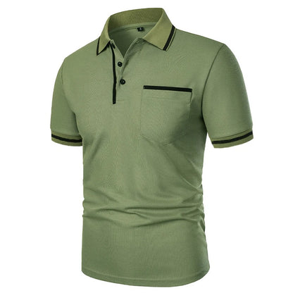 Men's Short Sleeve Polo Shirt Solid Polyester Breathable Casual