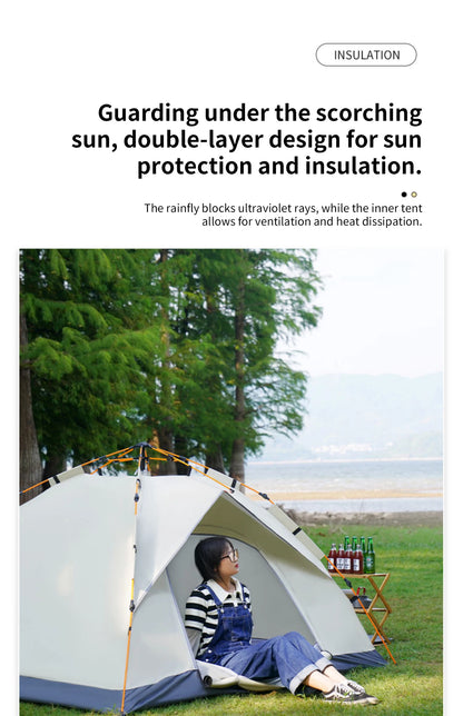 Automatic Opening Camping Tent 3-4 Person, Portable Rainproof