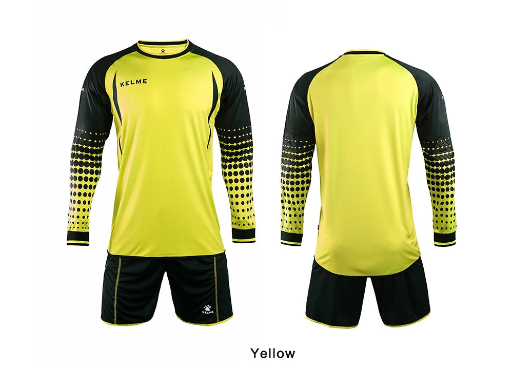 KELME Goalkeeper Jersey Soccer Custom Goaile Jerseys Mens Long Sleeve Football Uniform Shorts Sponge Protector 9161ZB1002