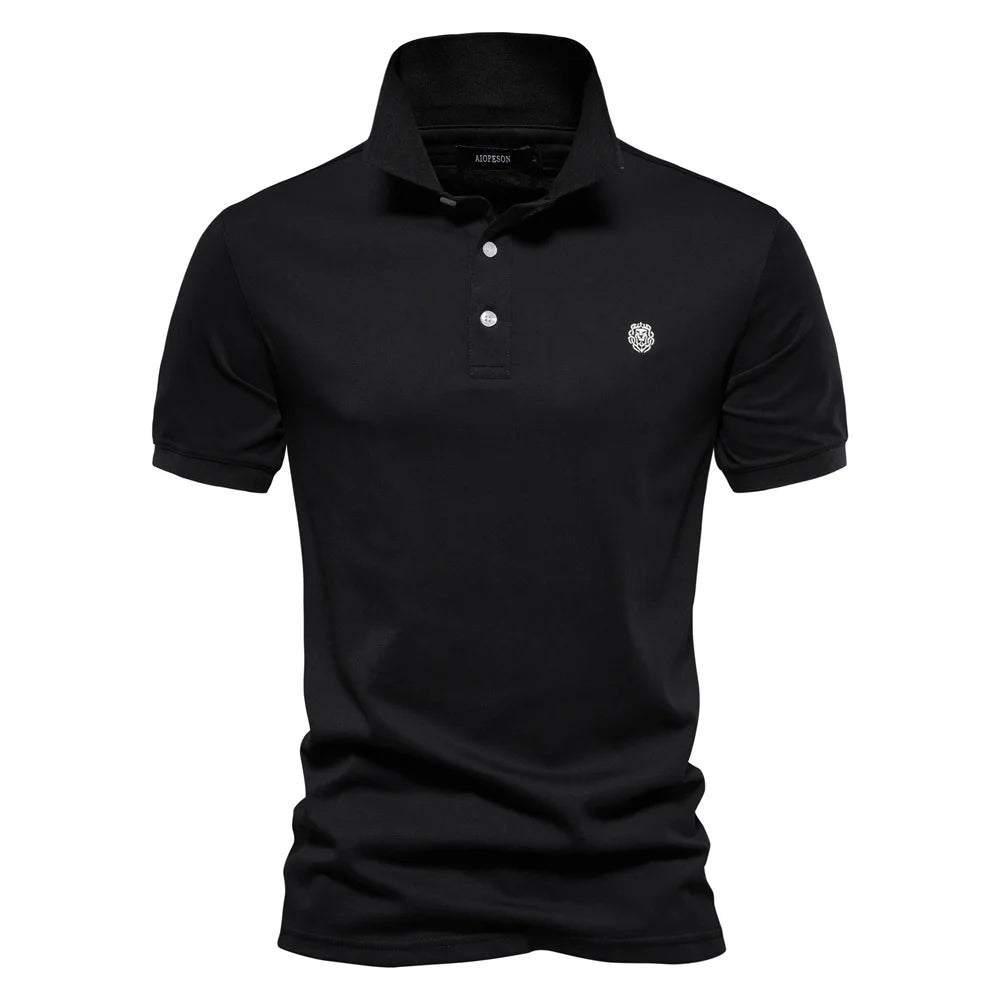 Embroidered Mens Polo Shirt 100 Percent Cotton Short Sleeve Solid Color